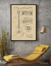 Kép betöltése a galériamegjelenítőbe: Elektromos gitár, vintage stílusú poszter