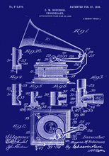 Kép betöltése a galériamegjelenítőbe: Fonográf, gramofon, vintage stílusú poszter