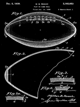 Kép betöltése a galériamegjelenítőbe: Amerikai focilabda, vintage, industrial stílusú poszter 1939-es amerikai szabadalmi rajz alapján
