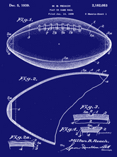 Kép betöltése a galériamegjelenítőbe: Amerikai focilabda, vintage, industrial stílusú poszter 1939-es amerikai szabadalmi rajz alapján