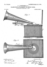 Kép betöltése a galériamegjelenítőbe: Gramofon vintage, industrial stílusú poszter, 1904-es amerikai szabadalmi rajz alapján