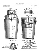 Kép betöltése a galériamegjelenítőbe: Koktél shaker, vintage, industrial stílusú poszter, 1913-as amerikai szabadalmi rajza alapján