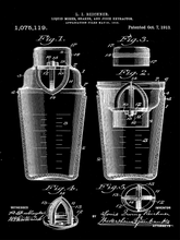 Kép betöltése a galériamegjelenítőbe: Koktél shaker, vintage, industrial stílusú poszter, 1913-as amerikai szabadalmi rajza alapján