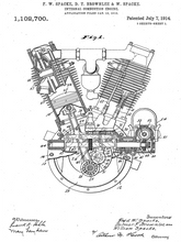 Kép betöltése a galériamegjelenítőbe: Motor vintage, industrial stílusú poszter, 1914-es amerikai szabadalmi rajz alapján