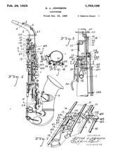 Kép betöltése a galériamegjelenítőbe: Szaxofon, vintage, industrial stílusú poszter 1926-os amerikai szabadalmi rajz alapján