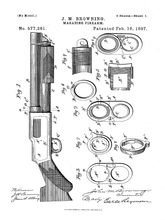 Kép betöltése a galériamegjelenítőbe: Vadászpuska, vintage, industrial stílusú poszter, 1897-es amerikai szabadalmi rajz alapján