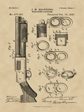 Kép betöltése a galériamegjelenítőbe: Vadászpuska, vintage, industrial stílusú poszter, 1897-es amerikai szabadalmi rajz alapján