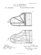 Kép betöltése a galériamegjelenítőbe: Zongora, Steinway vintage, industrial stílusú poszter, 1926-os amerikai szabadalmi rajz alapján