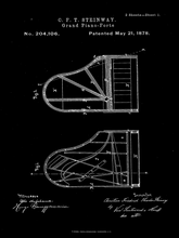 Kép betöltése a galériamegjelenítőbe: Zongora, Steinway vintage, industrial stílusú poszter, 1926-os amerikai szabadalmi rajz alapján