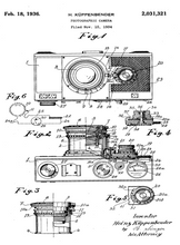 Kép betöltése a galériamegjelenítőbe: Fényképezőgép, vintage, industrial stílusú poszter, 1936-os amerikai szabadalmi rajz alapján
