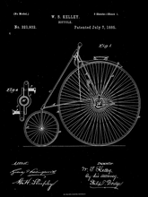 Kép betöltése a galériamegjelenítőbe: Kerékpár, vintage, industrial stílusú poszter, 1885-ös amerikai szabadalmi rajza alapján