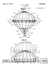 Kép betöltése a galériamegjelenítőbe: Légballon, vintage, industrial stílusú poszter, 1925-ös amerikai szabadalmi rajz alapján