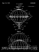 Kép betöltése a galériamegjelenítőbe: Légballon, vintage, industrial stílusú poszter, 1925-ös amerikai szabadalmi rajz alapján