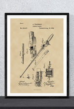 Kép betöltése a galériamegjelenítőbe: Horgászbot, orsó, 1884, vintage stílusú poszter