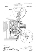 Kép betöltése a galériamegjelenítőbe: Vetítőgép, kinetoszkóp, vintage, industrial stílusú poszter, 1902-es amerikai szabadalmi rajza alapján