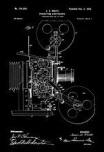 Kép betöltése a galériamegjelenítőbe: Vetítőgép, kinetoszkóp, vintage, industrial stílusú poszter, 1902-es amerikai szabadalmi rajza alapján