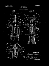 Kép betöltése a galériamegjelenítőbe: Dugóhúzó, vintage, industrial stílusú poszter 1930-as amerikai szabadalmi rajz alapján
