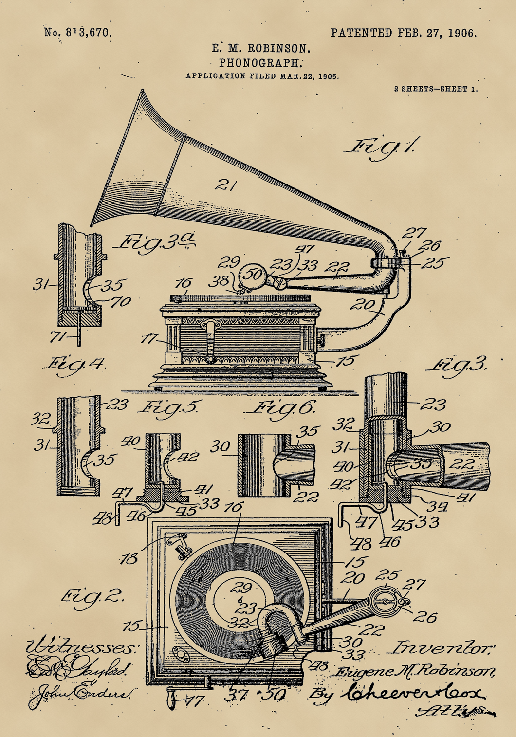 Fonográf, gramofon, vintage stílusú poszter