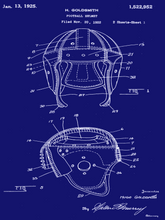 Kép betöltése a galériamegjelenítőbe: Amerikai futball sisak vintage, industrial stílusú poszter 1922-es amerikai szabadalmi rajza alapján
