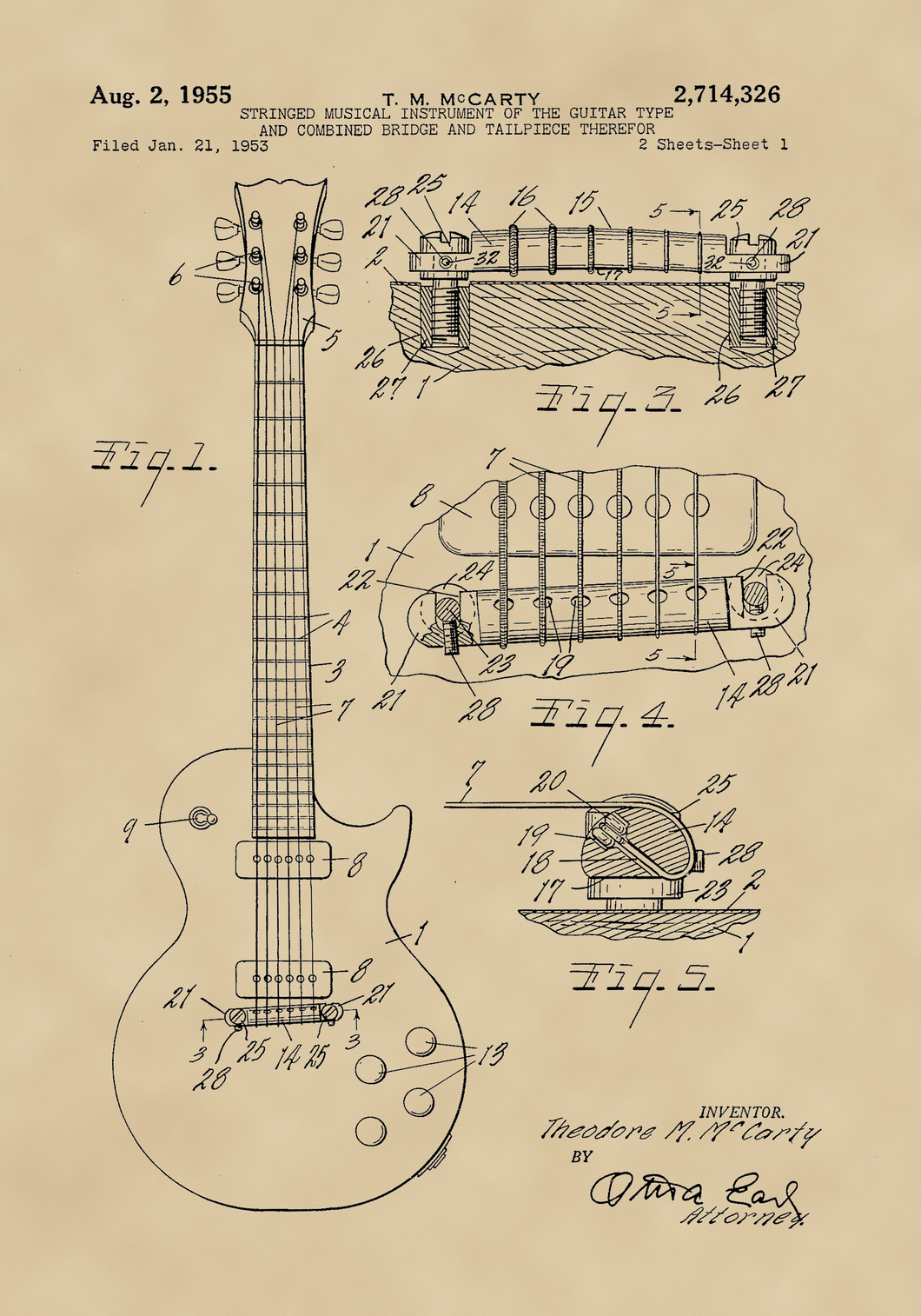 Elektromos gitár, vintage stílusú poszter