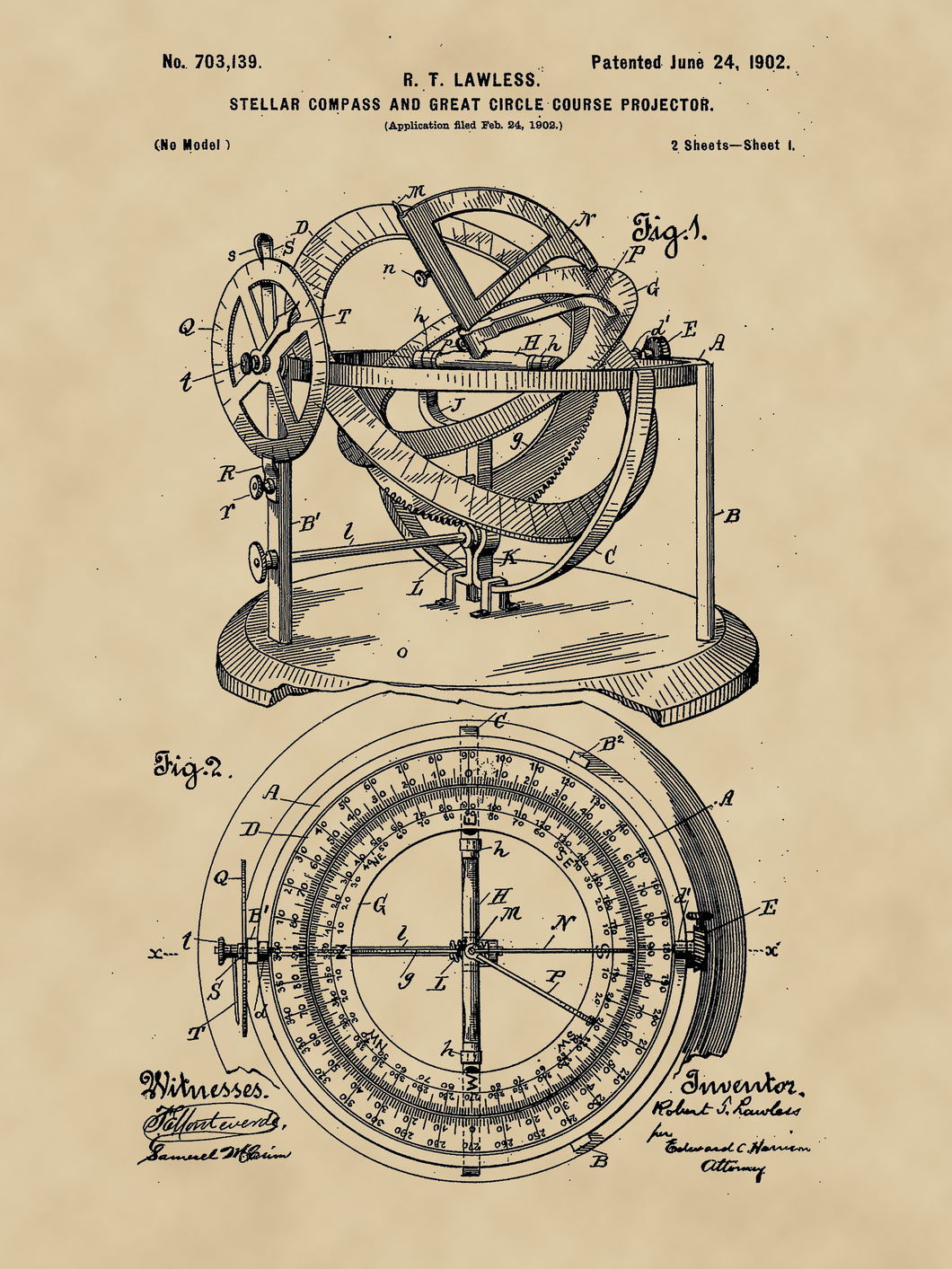 Iránytű, compass, vintage stílusú poszter
