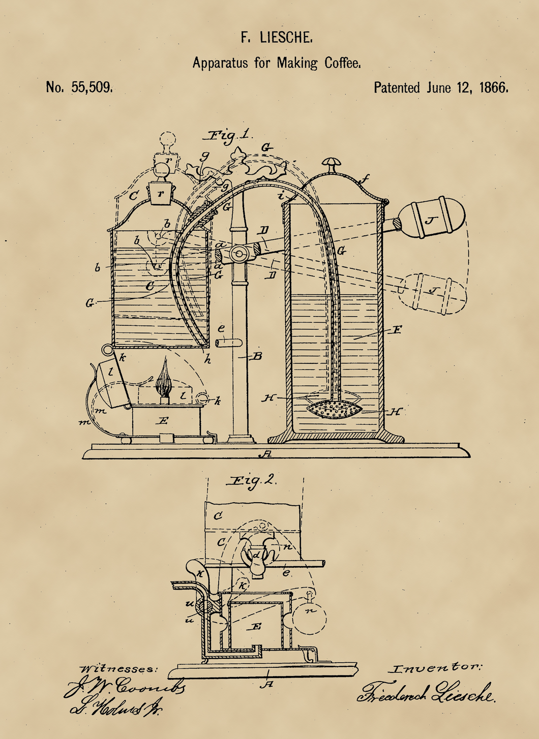 Kávégép, 1866, vintage stílusú poszter