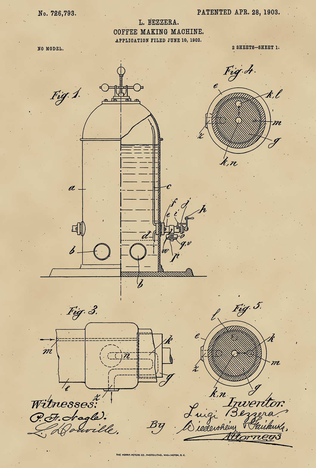 Kávéfőző, 1903, vintage stílusú poszter