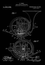 Kép betöltése a galériamegjelenítőbe: Kürt, vintage, industrial stílusú poszter, 1904-ös amerikai szabadalmi rajz alapján
