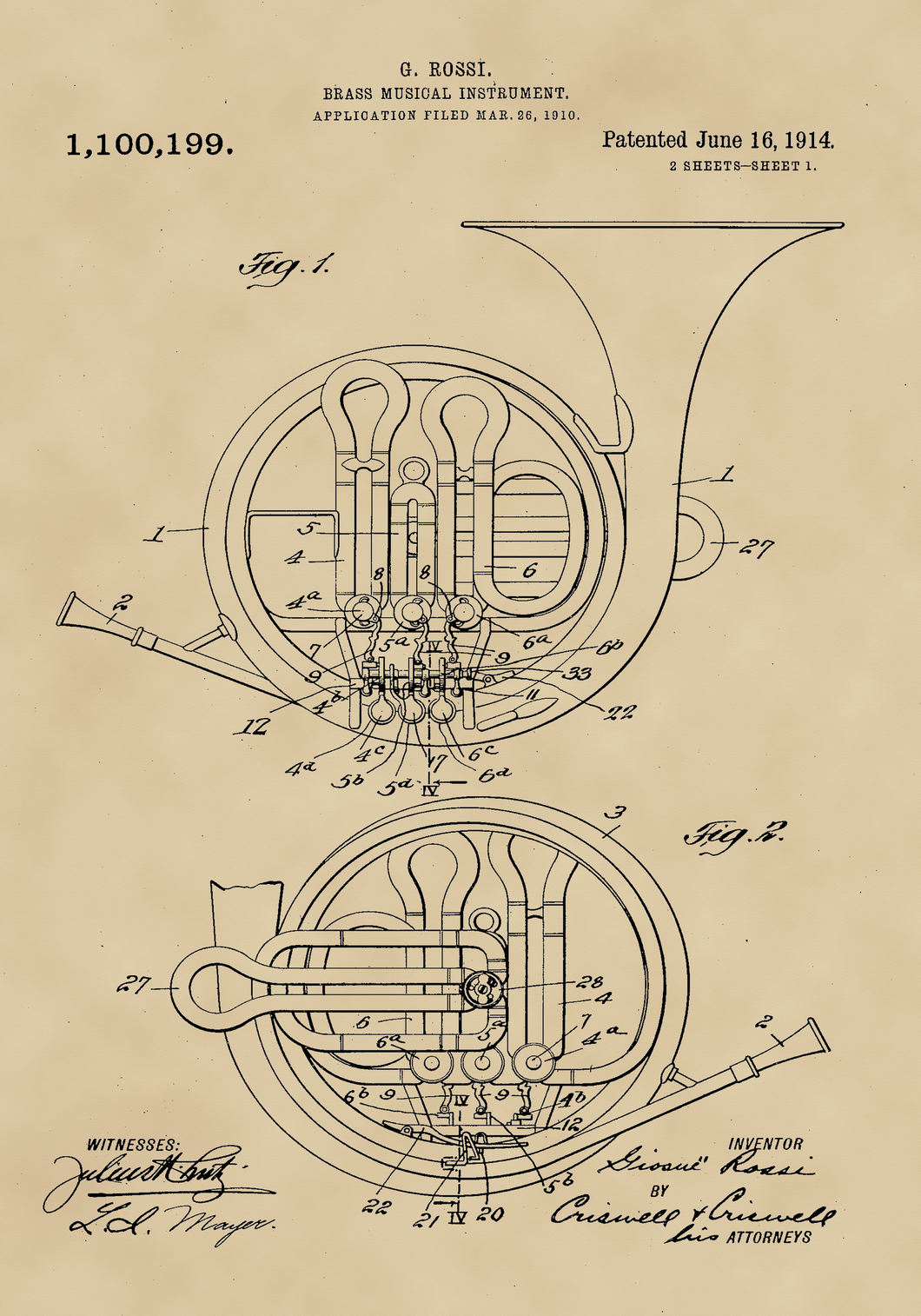 Kürt, vintage, industrial stílusú poszter, 1904-ös amerikai szabadalmi rajz alapján