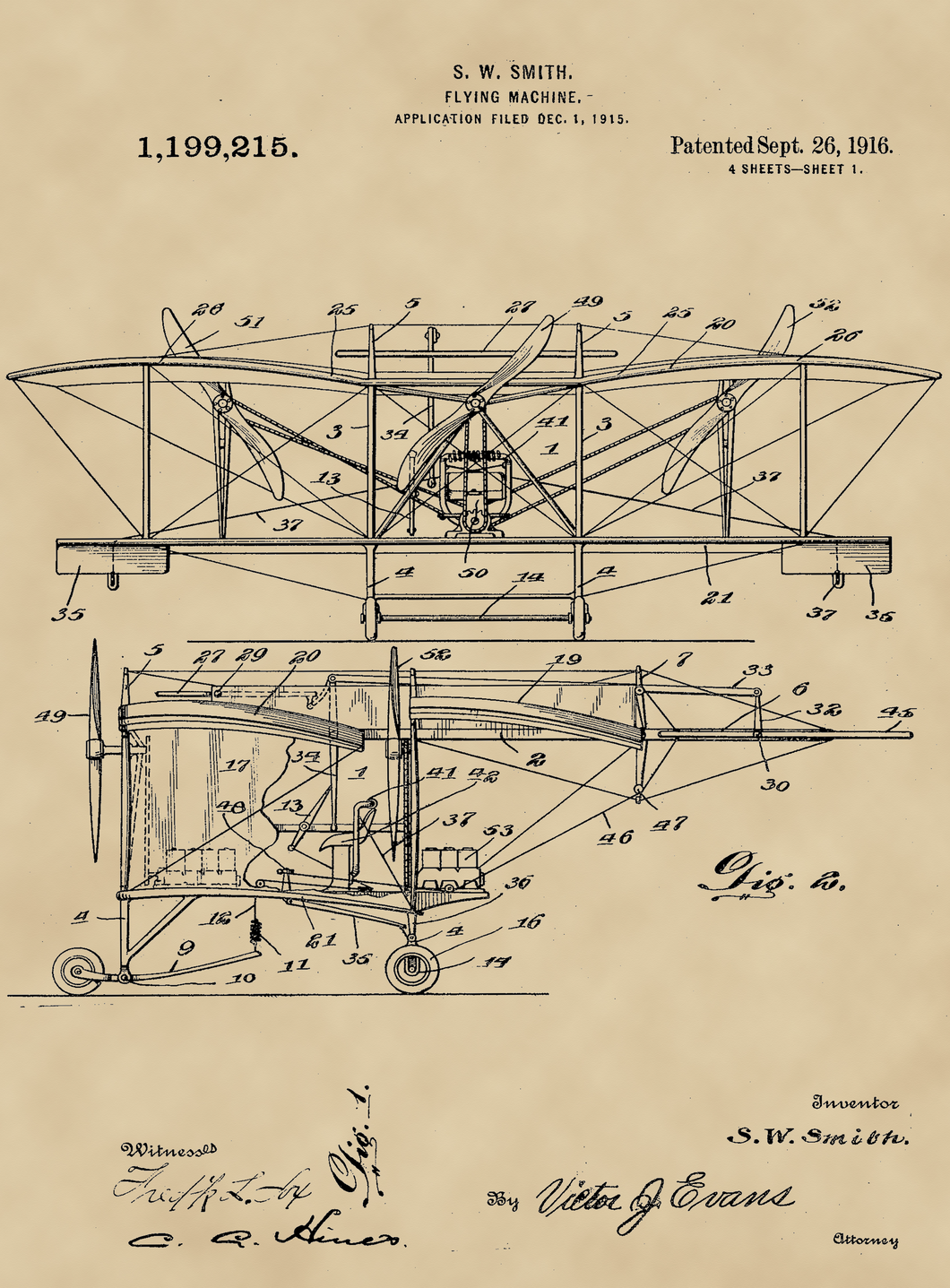 Repülőgép, vintage stílusú poszter (Smith)