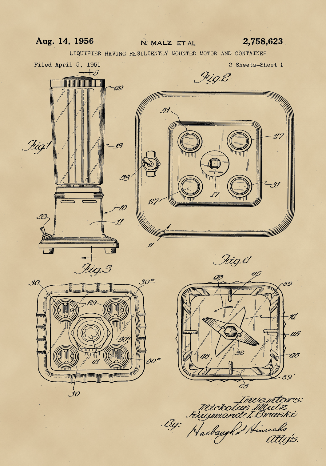 Turmixgép, vintage stílusú poszter