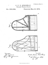 Kép betöltése a galériamegjelenítőbe: Zongora, Steinway vintage, industrial stílusú poszter, 1926-os amerikai szabadalmi rajz alapján
