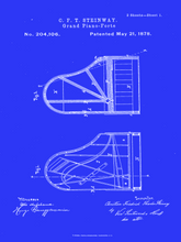 Kép betöltése a galériamegjelenítőbe: Zongora, Steinway vintage, industrial stílusú poszter, 1926-os amerikai szabadalmi rajz alapján
