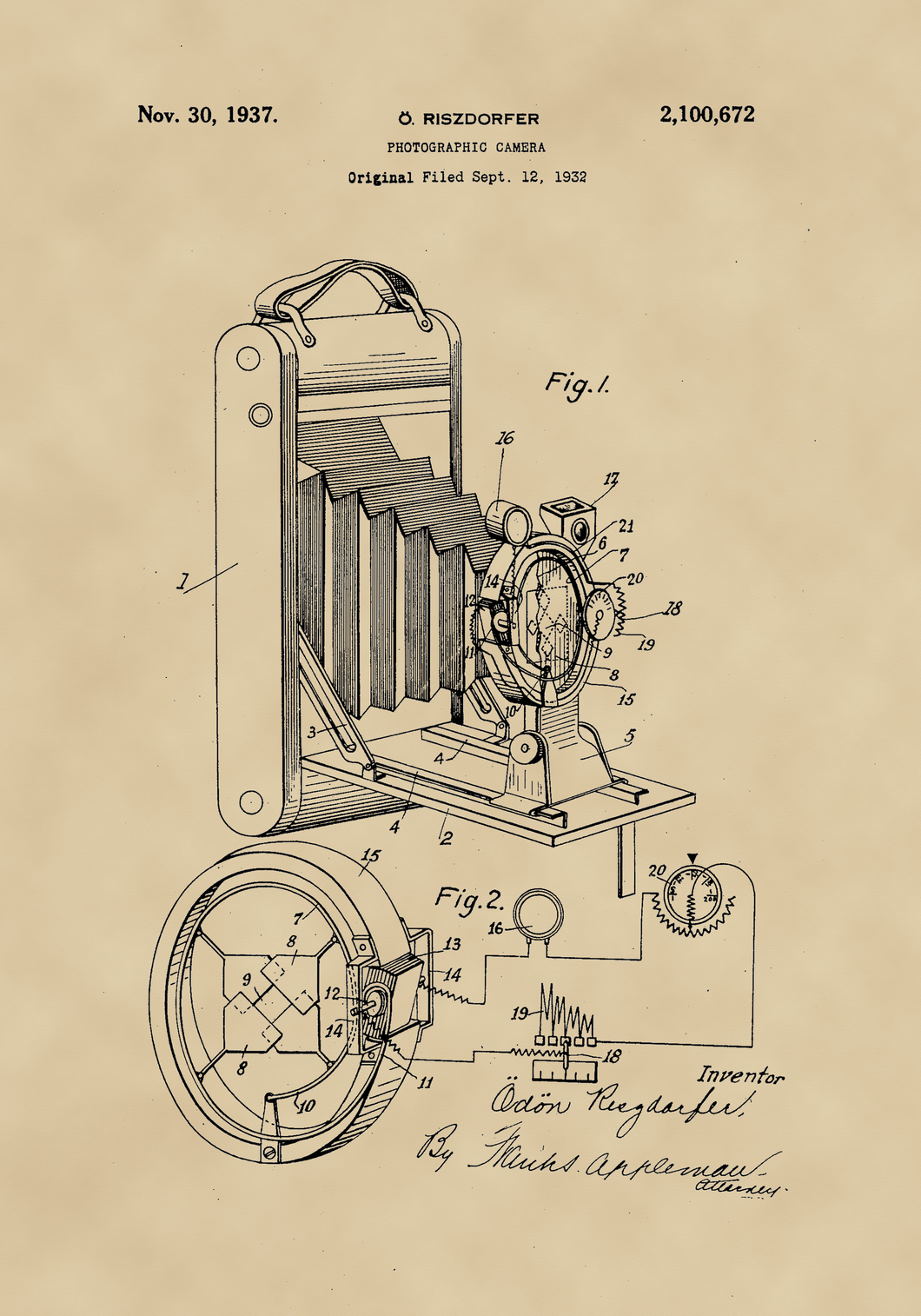 Fényképezőgép, 1932 vintage stílusú poszter