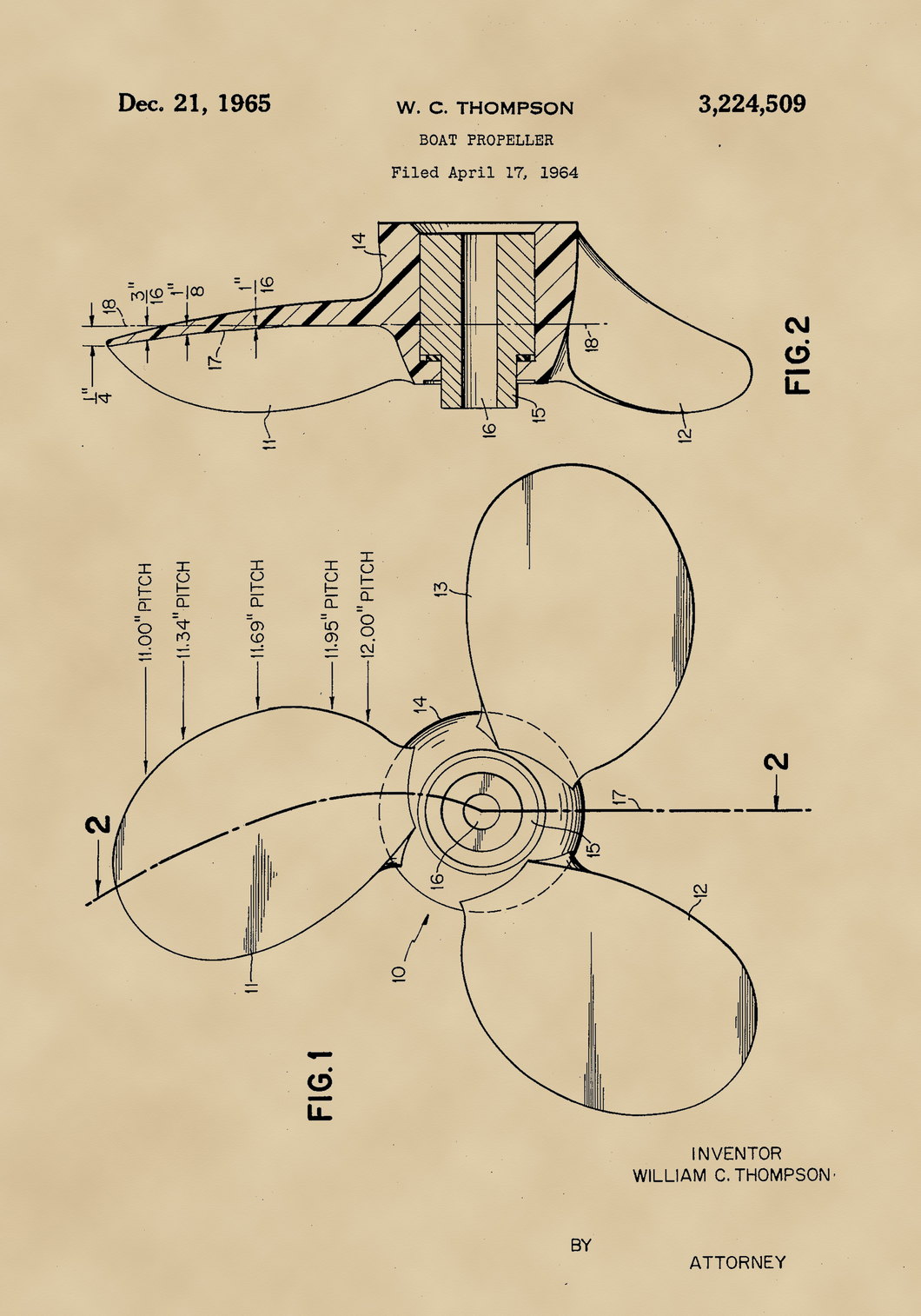 Hajó propeller, vintage stílusú poszter