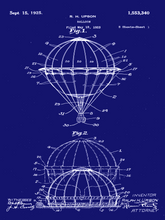 Kép betöltése a galériamegjelenítőbe: Légballon, vintage, industrial stílusú poszter, 1925-ös amerikai szabadalmi rajz alapján
