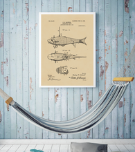 Kép betöltése a galériamegjelenítőbe: Horgász csali, vintage stílusú poszter
